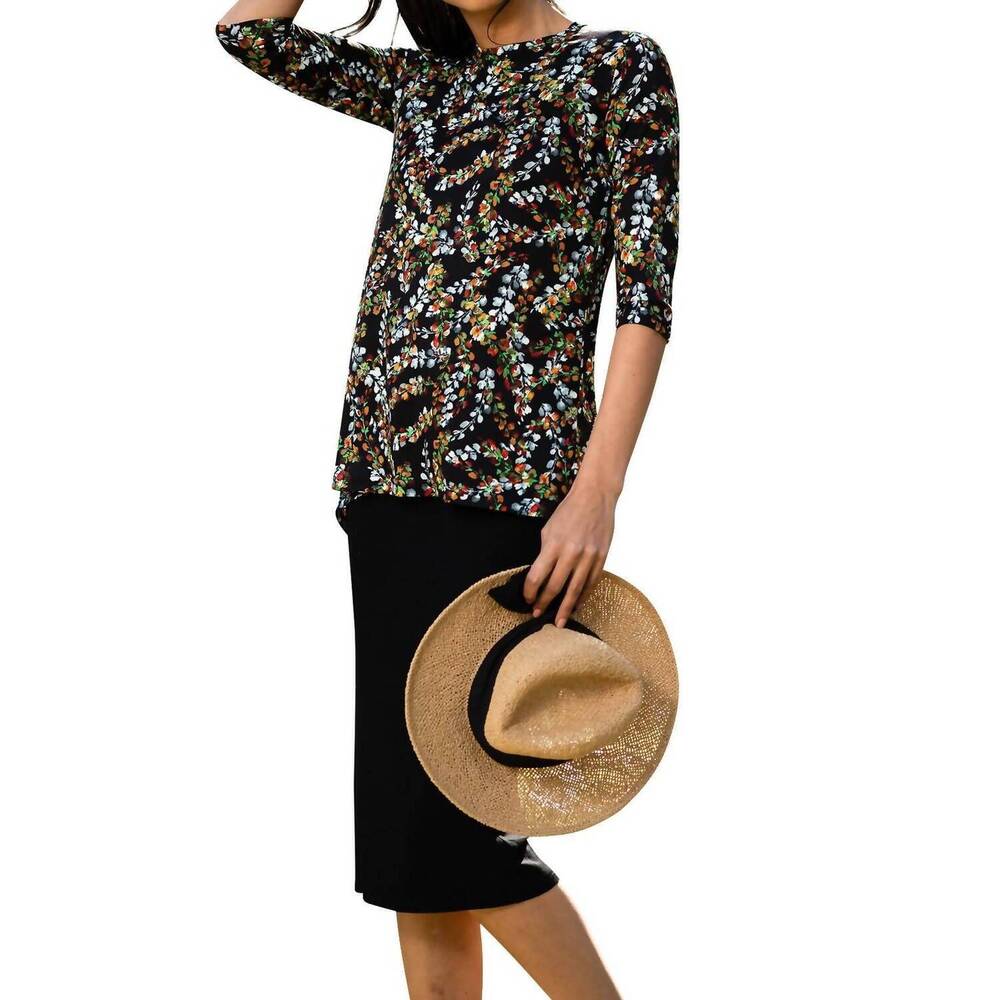 NEW DANIELLA FAYE print triangle back top in black petal